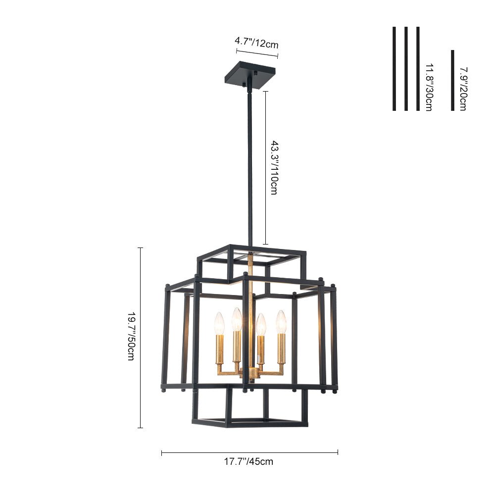 Himinuvya Candle Style Square Metal Lantern Pendant Light