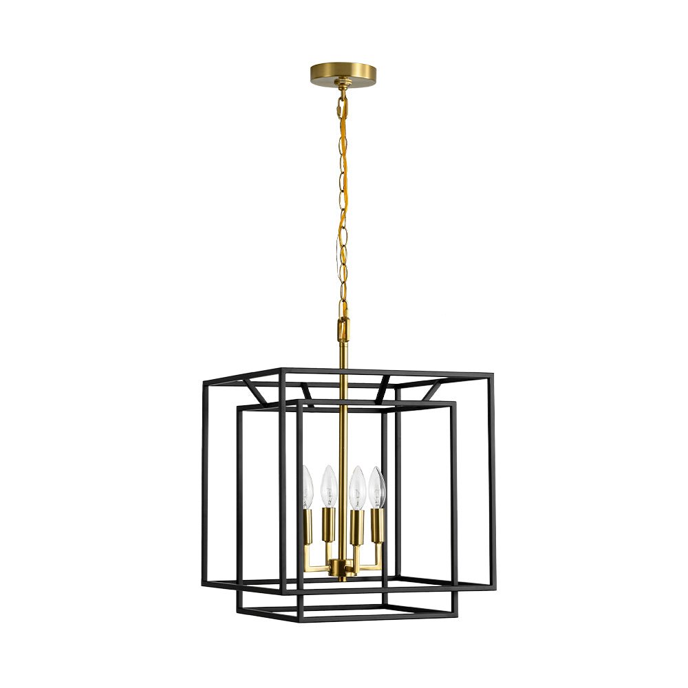 Eirikuva Candle Style Tiered Square Metal Lantern Pendant Light