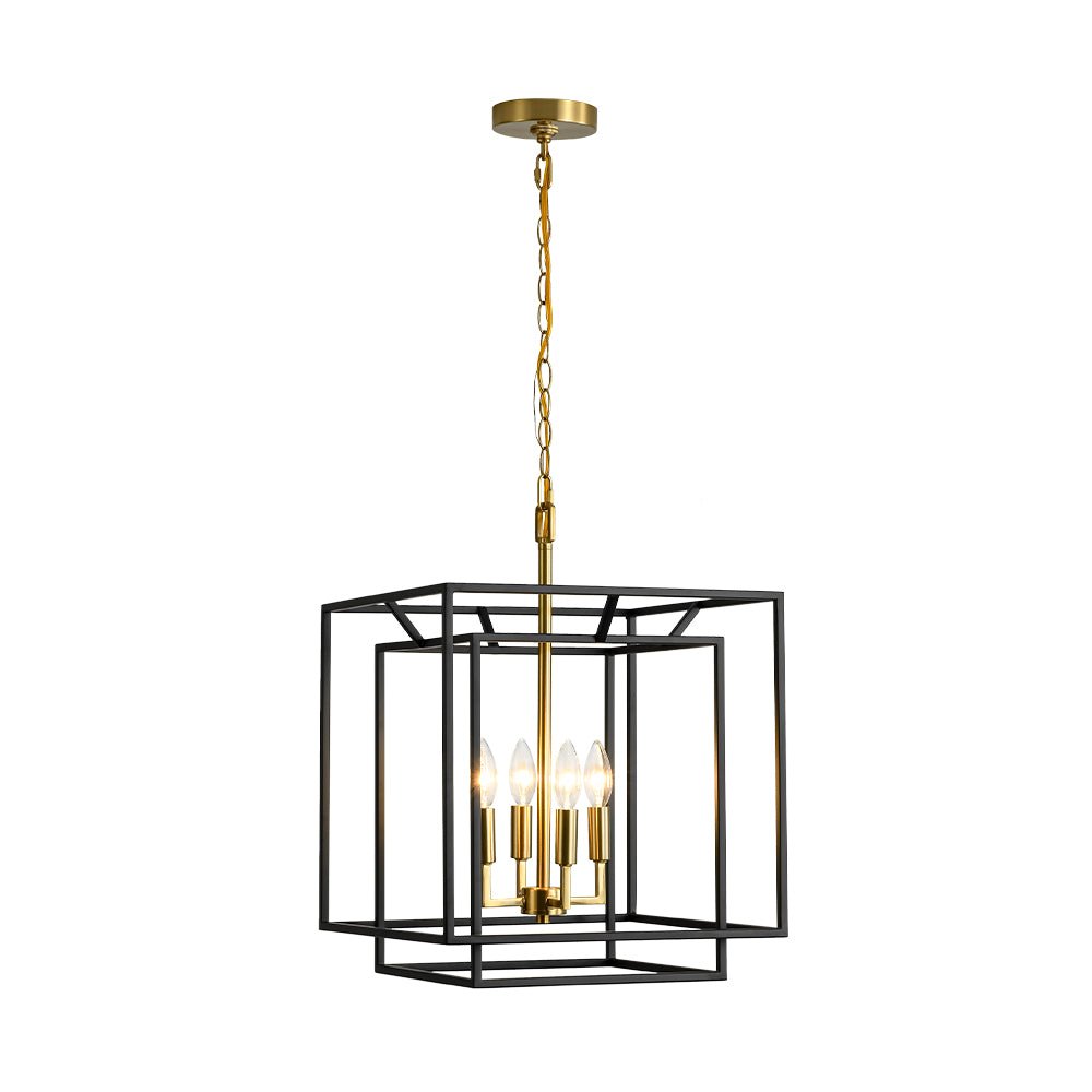 Eirikuva Candle Style Tiered Square Metal Lantern Pendant Light
