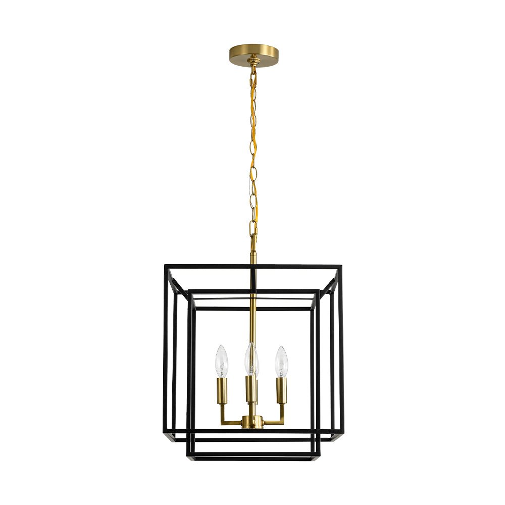 Eirikuva Candle Style Tiered Square Metal Lantern Pendant Light