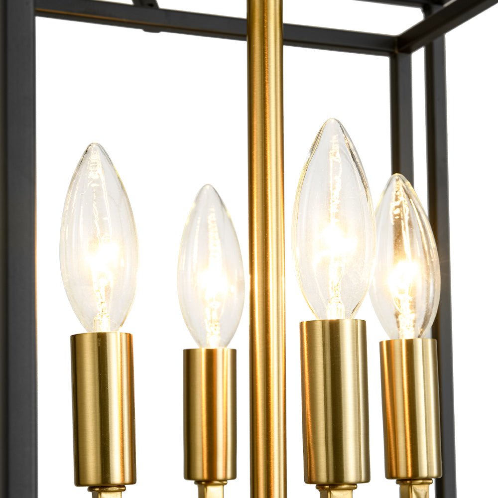 Eirikuva Candle Style Tiered Square Metal Lantern Pendant Light