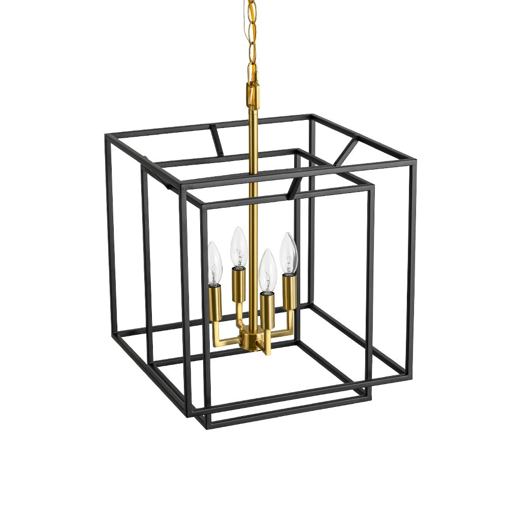 Eirikuva Candle Style Tiered Square Metal Lantern Pendant Light