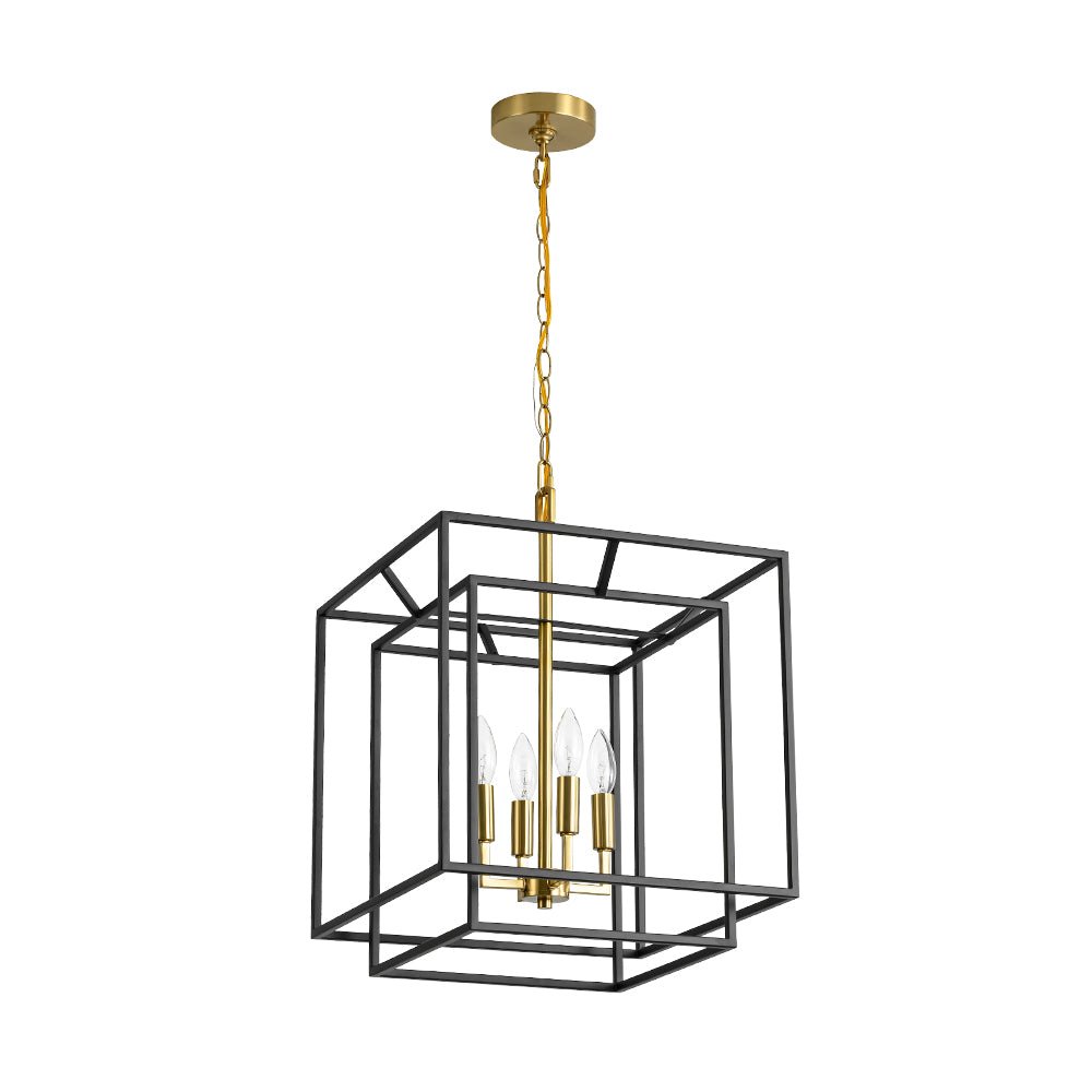 Eirikuva Candle Style Tiered Square Metal Lantern Pendant Light