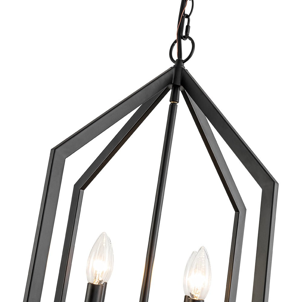 Gloruvix Farmhouse Candle Style Black Metal Lantern Pendant Light
