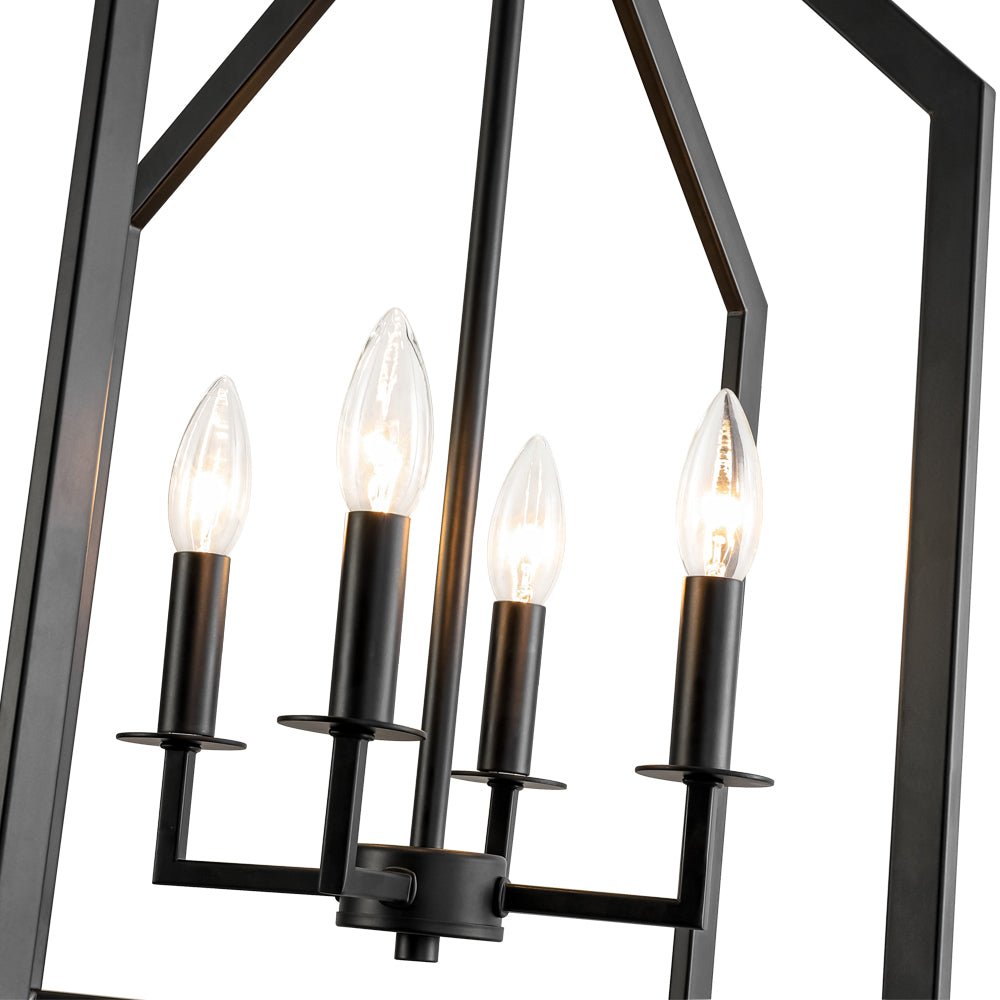 Gloruvix Farmhouse Candle Style Black Metal Lantern Pendant Light