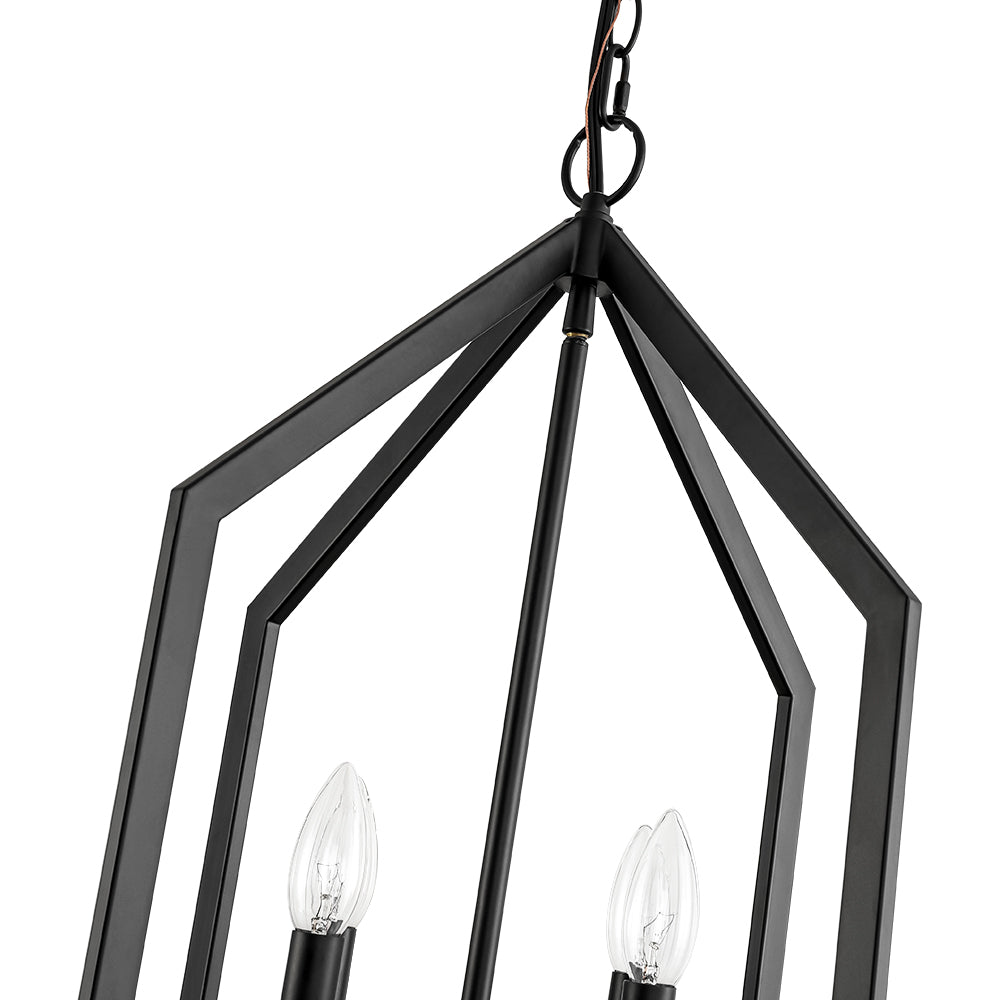 Gloruvix Farmhouse Candle Style Black Metal Lantern Pendant Light