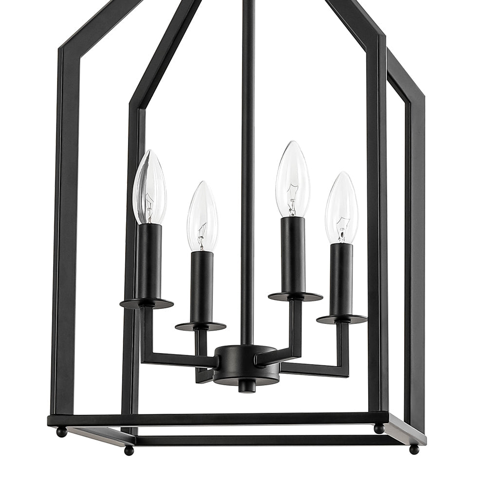 Gloruvix Farmhouse Candle Style Black Metal Lantern Pendant Light