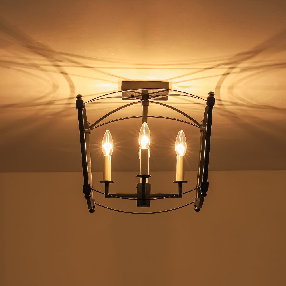 Luston Antique Candle Style Metal Semi Flush Ceiling Light