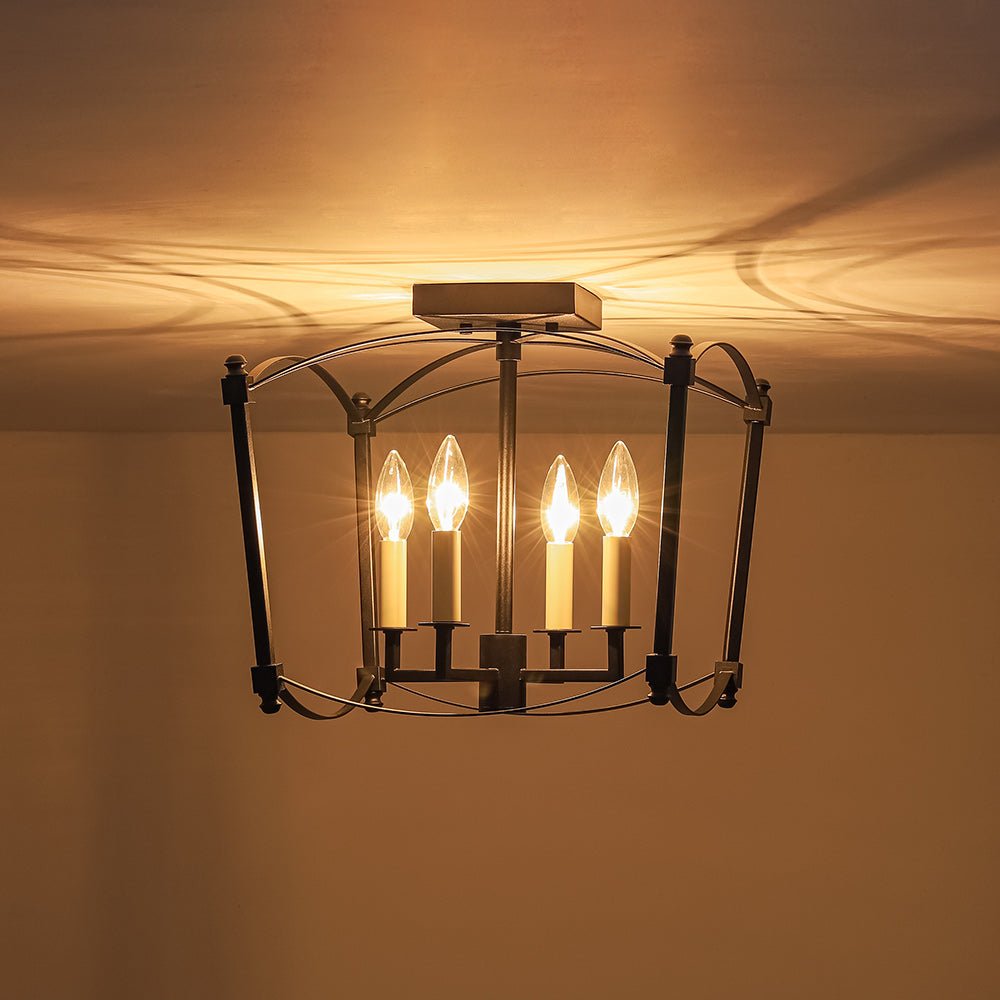 Luston Antique Candle Style Metal Semi Flush Ceiling Light