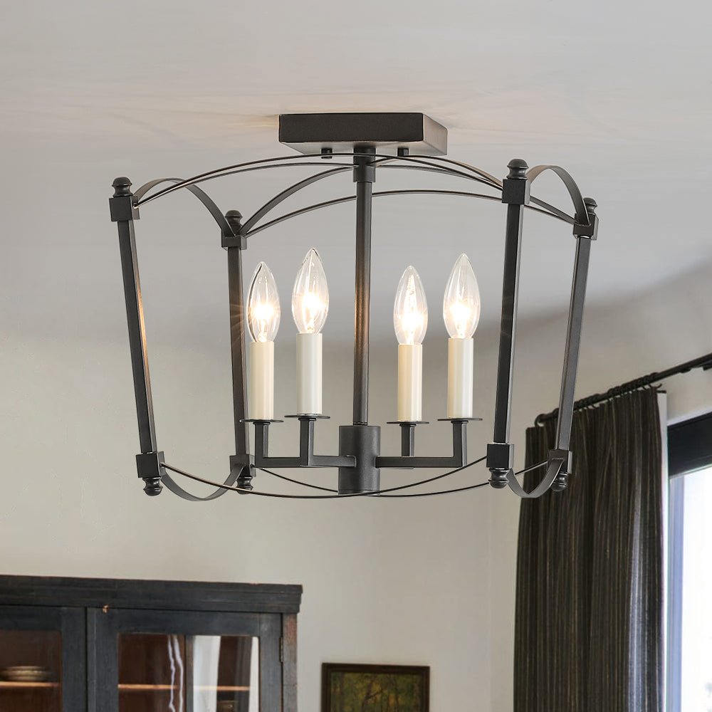 Luston Antique Candle Style Metal Semi Flush Ceiling Light