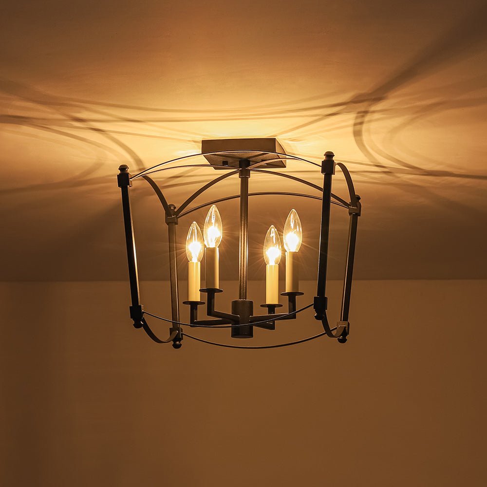 Luston Antique Candle Style Metal Semi Flush Ceiling Light