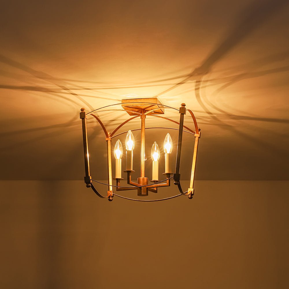 Luston Antique Candle Style Metal Semi Flush Ceiling Light