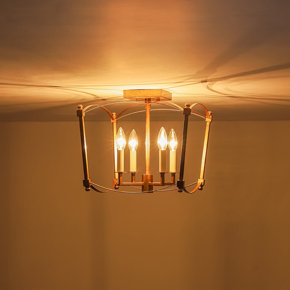 Luston Antique Candle Style Metal Semi Flush Ceiling Light