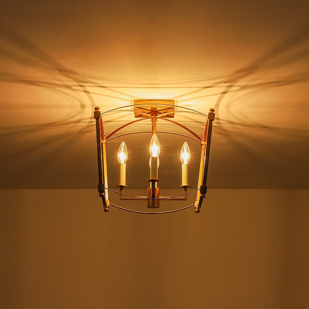 Luston Antique Candle Style Metal Semi Flush Ceiling Light