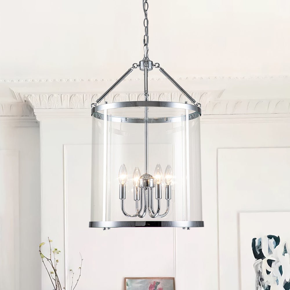 Elvera Industrial Glass Cylinder Pendant Light