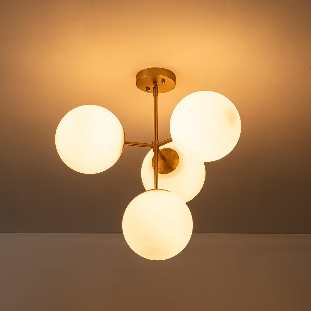 Astria Minimalist Opal Glass Semi Flush Chandelier