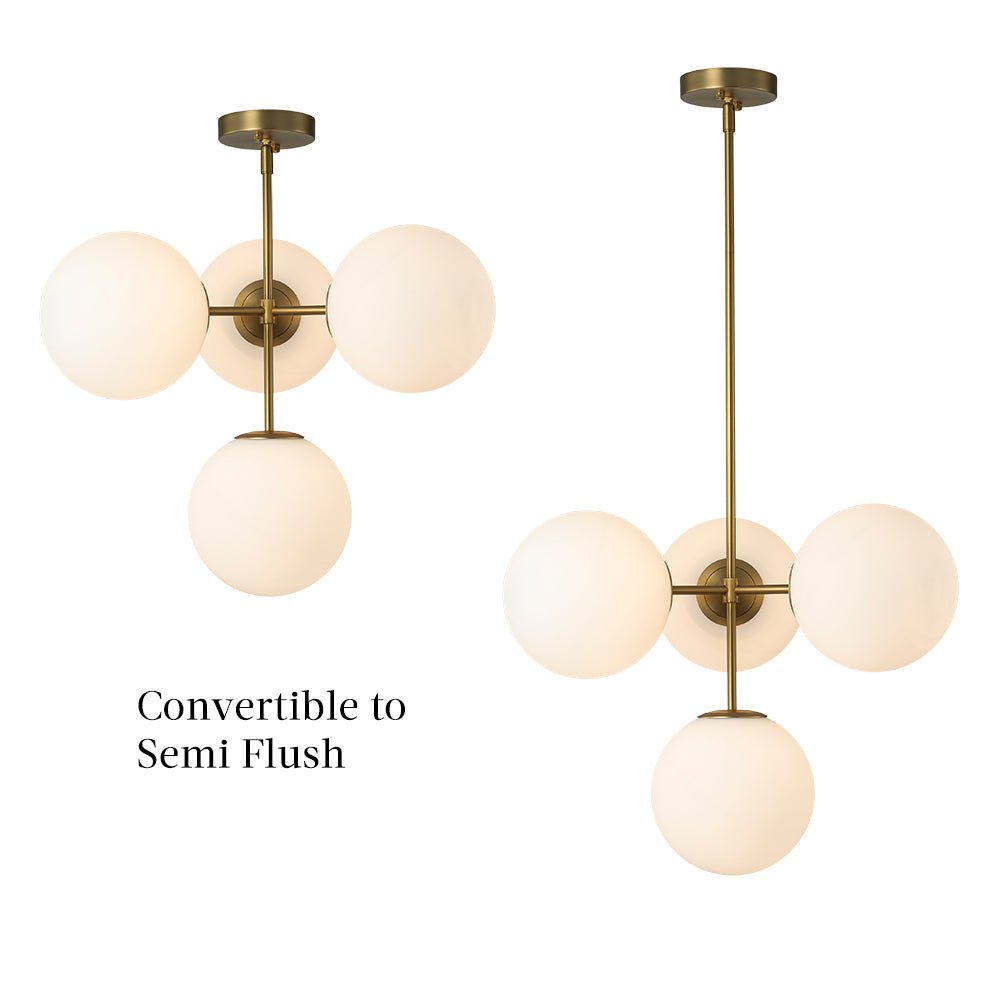 Astria Minimalist Opal Glass Semi Flush Chandelier