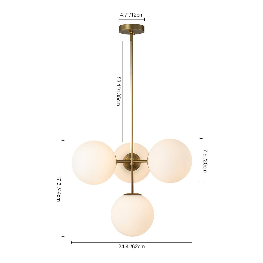 Astria Minimalist Opal Glass Semi Flush Chandelier