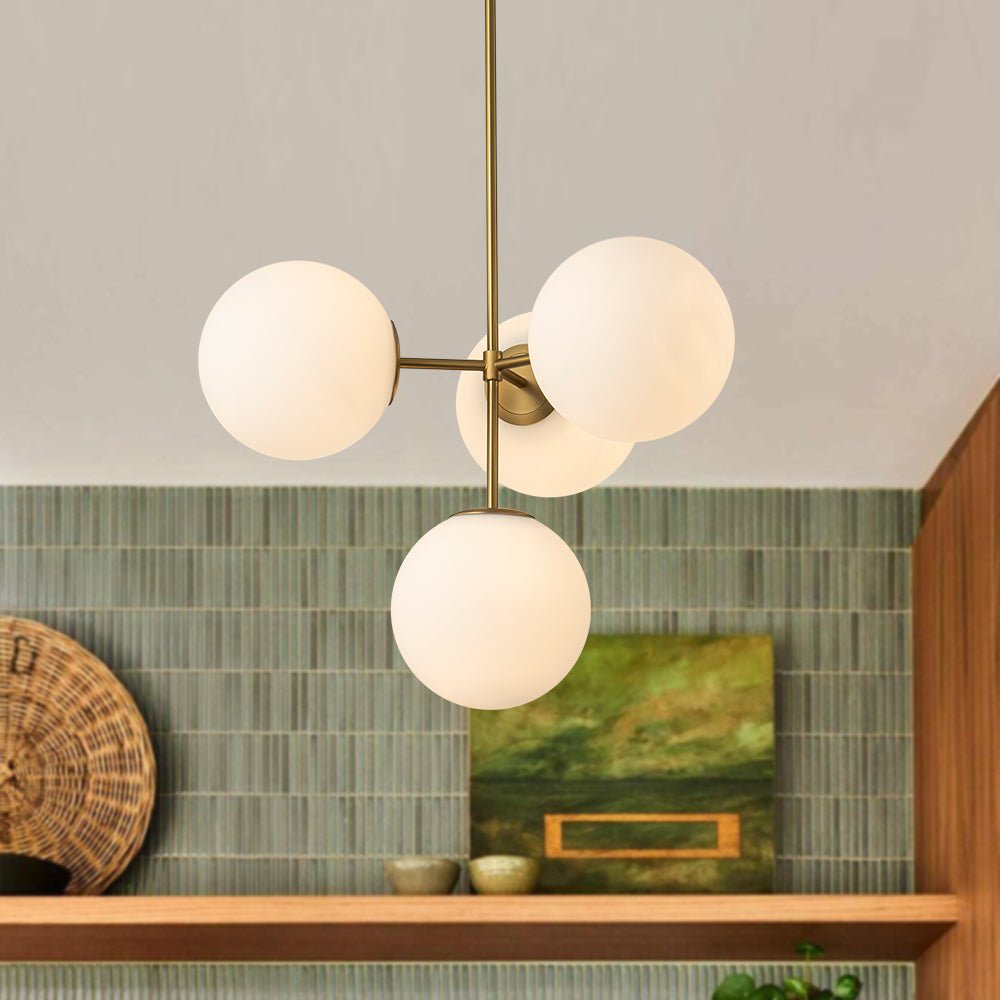 Astria Minimalist Opal Glass Semi Flush Chandelier