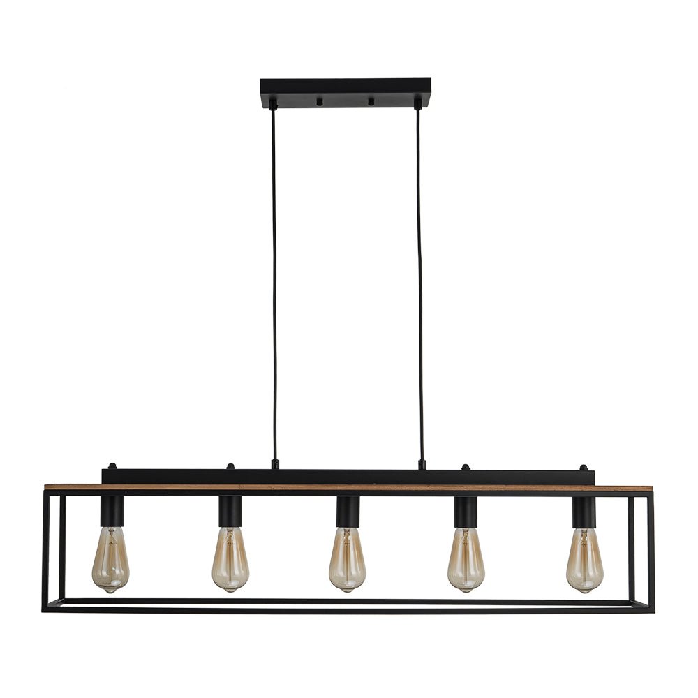 Tinduva Aged Oak Rectangle Cage Metal Chandelier