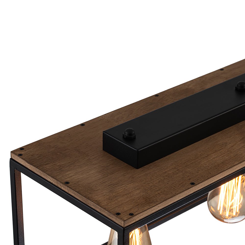 Tinduva Aged Oak Rectangle Cage Metal Chandelier