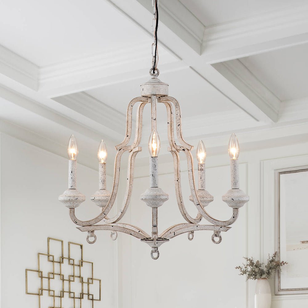 Plotuli Shabby Chic Candle Style Metal Chandelier