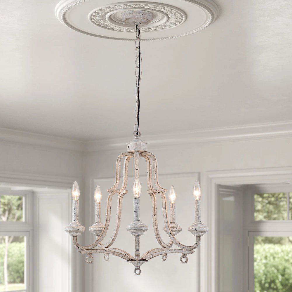 Plotuli Shabby Chic Candle Style Metal Chandelier