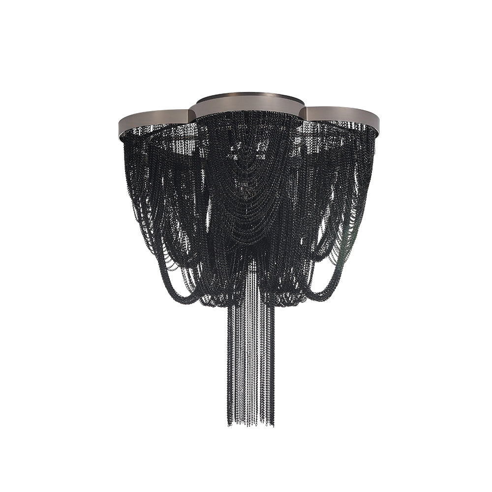 Plotuva Metal Empire Chain Tassel Flush Mount Ceiling Light