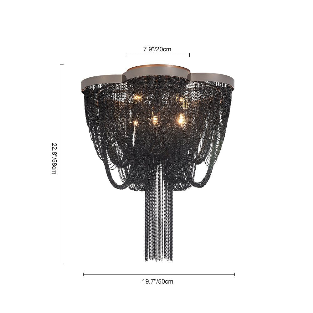 Plotuva Metal Empire Chain Tassel Flush Mount Ceiling Light