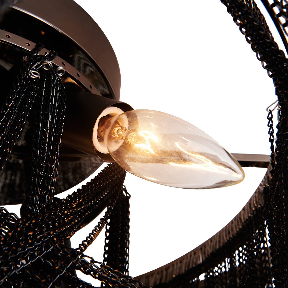 Plotuva Metal Empire Chain Tassel Flush Mount Ceiling Light