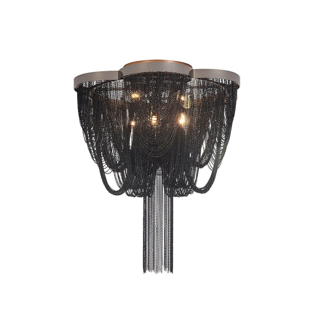 Plotuva Metal Empire Chain Tassel Flush Mount Ceiling Light