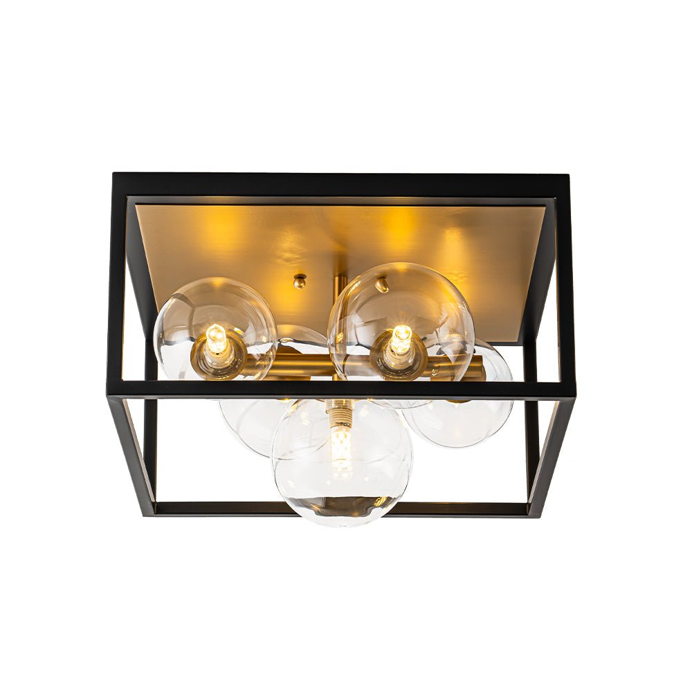 Raudun Square Box Globe Glass Flush Mount Light