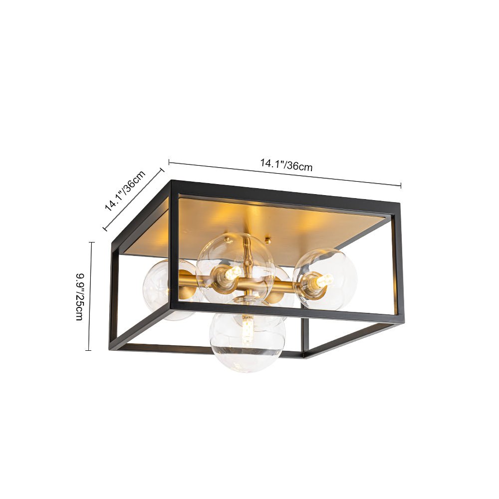 Raudun Square Box Globe Glass Flush Mount Light