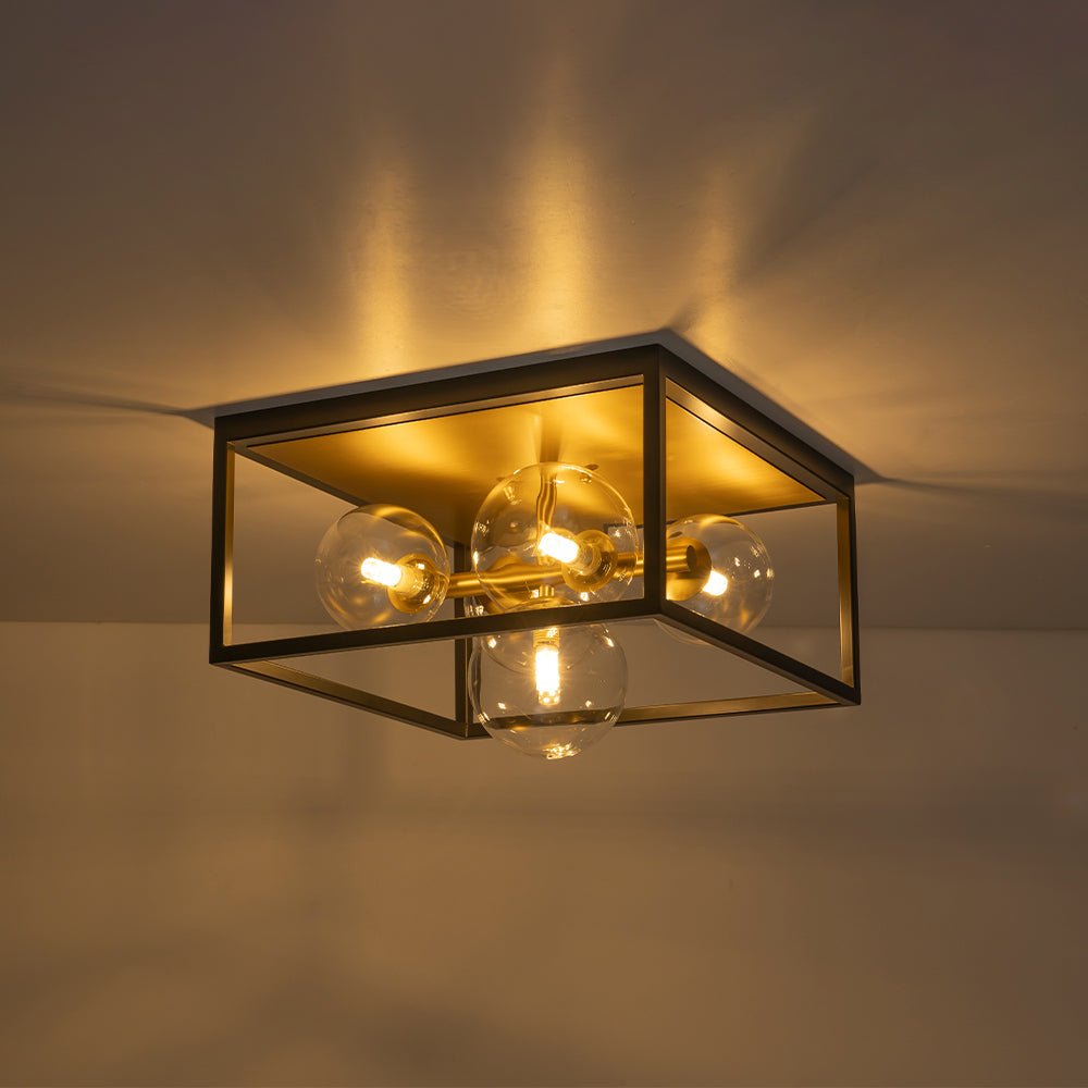 Raudun Square Box Globe Glass Flush Mount Light