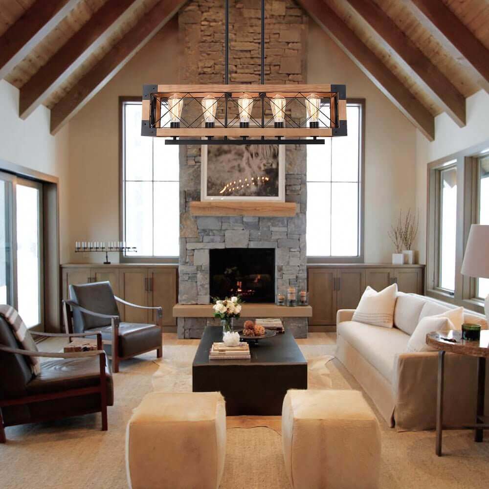 Astora Modern Metal Wood Chandelier