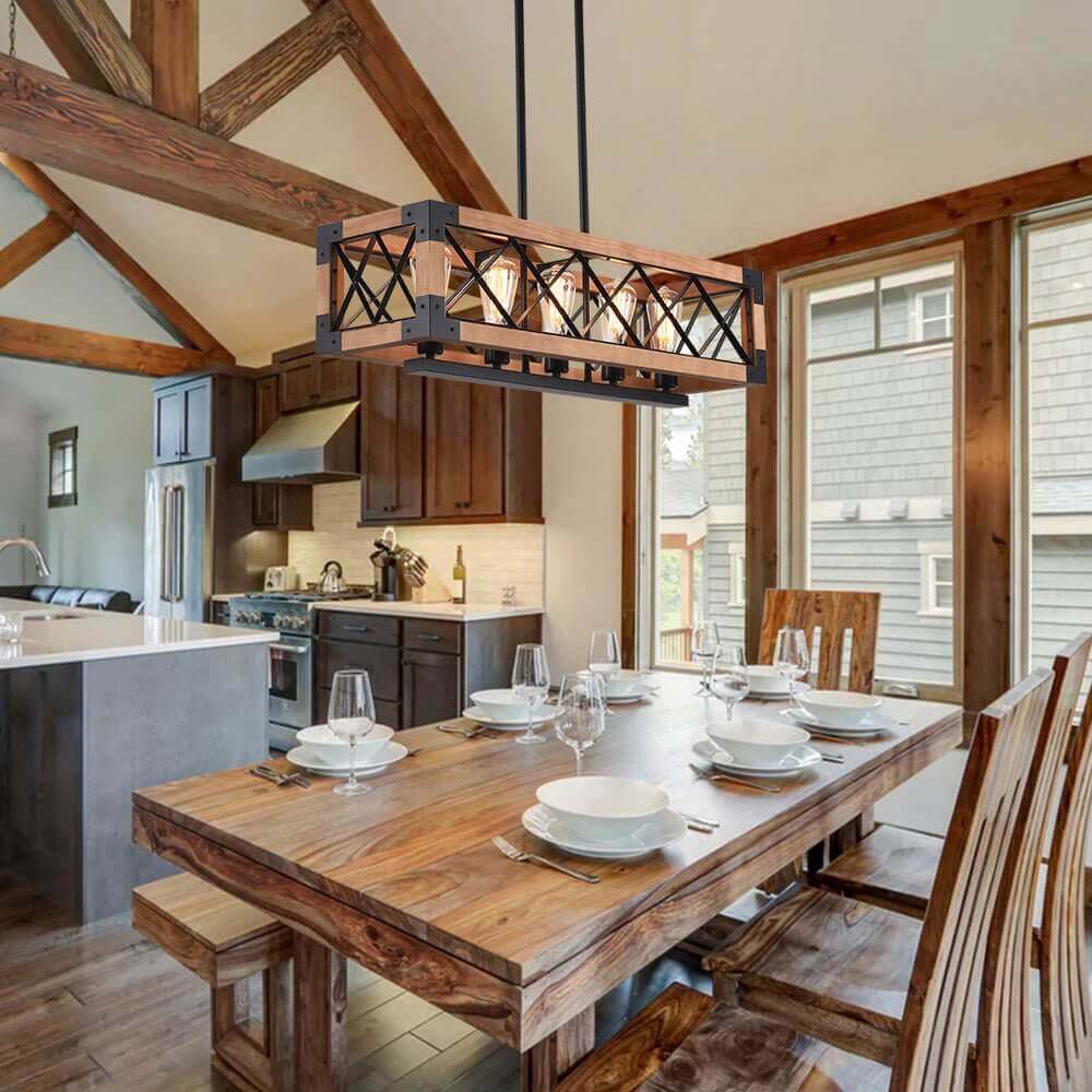 Astora Modern Metal Wood Chandelier
