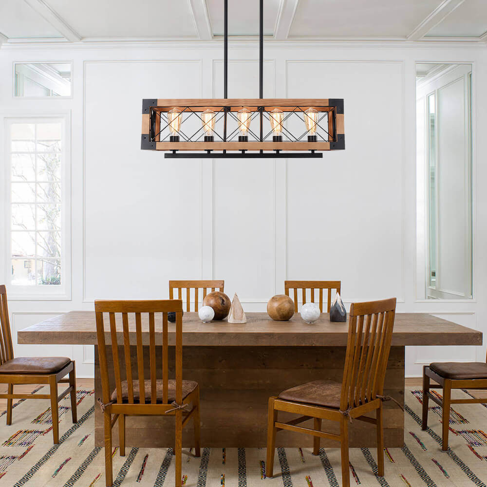 Astora Modern Metal Wood Chandelier