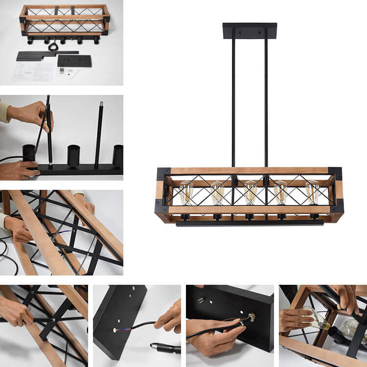 Astora Modern Metal Wood Chandelier
