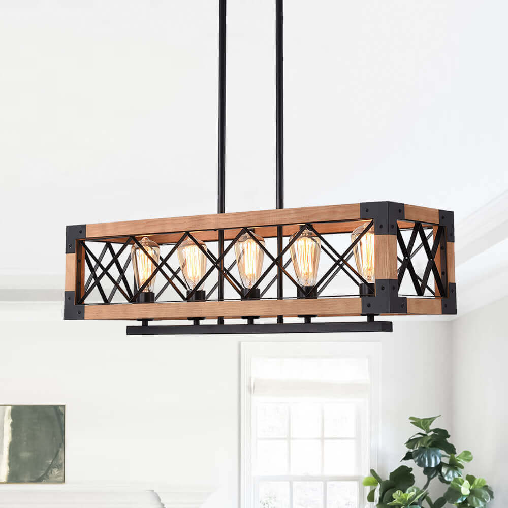 Astora Modern Metal Wood Chandelier