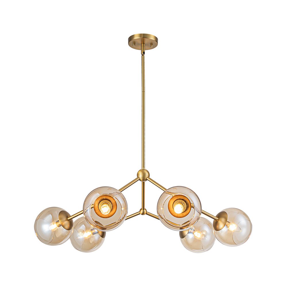 Eirikuvum Globe Branch Sputnik Amber Glass Chandelier