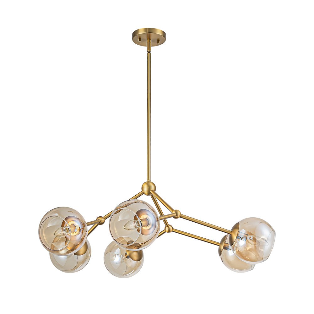 Eirikuvum Globe Branch Sputnik Amber Glass Chandelier