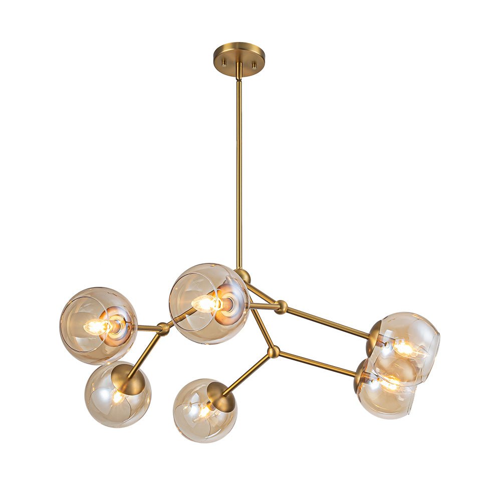 Eirikuvum Globe Branch Sputnik Amber Glass Chandelier