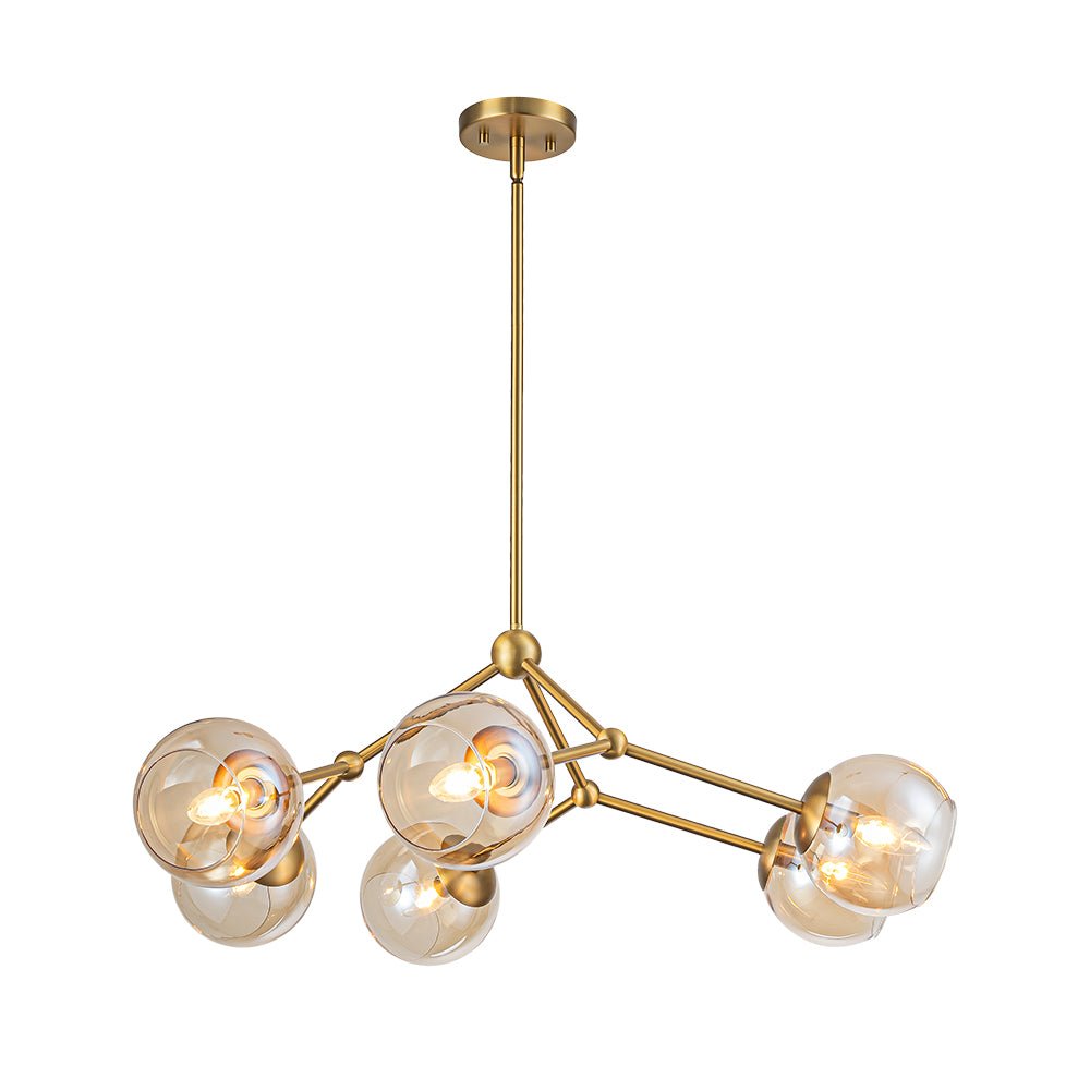 Eirikuvum Globe Branch Sputnik Amber Glass Chandelier