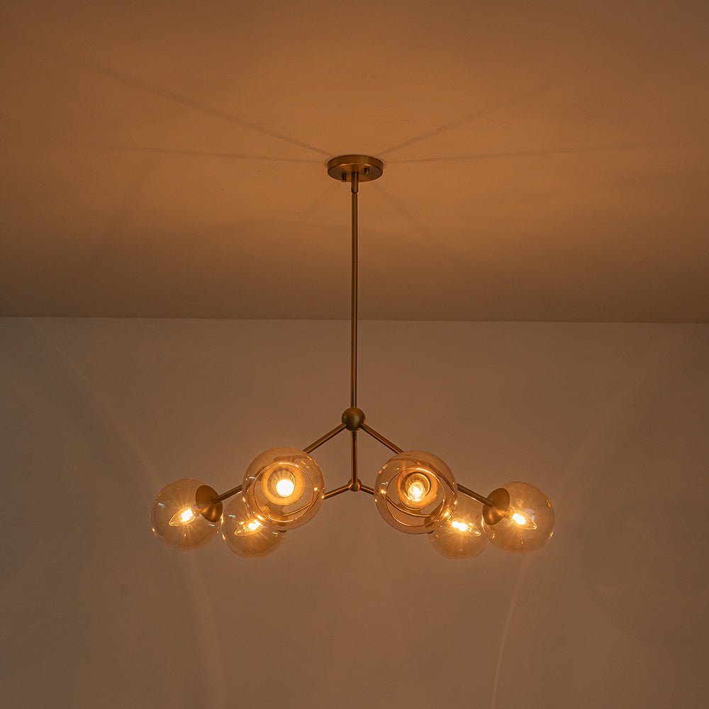 Eirikuvum Globe Branch Sputnik Amber Glass Chandelier