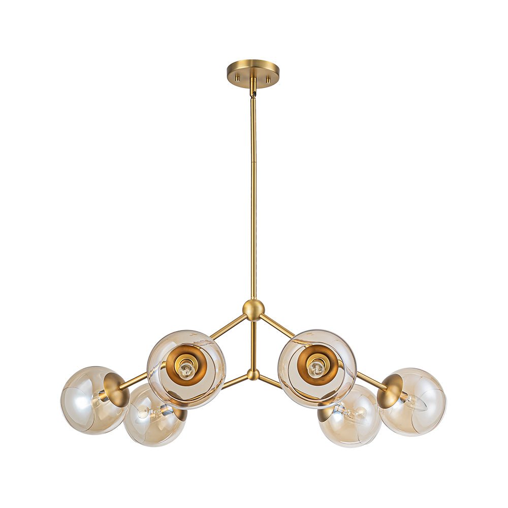 Eirikuvum Globe Branch Sputnik Amber Glass Chandelier