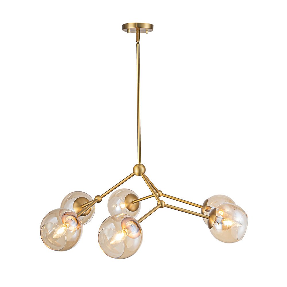 Eirikuvum Globe Branch Sputnik Amber Glass Chandelier