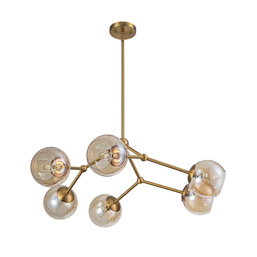 Eirikuvum Globe Branch Sputnik Amber Glass Chandelier
