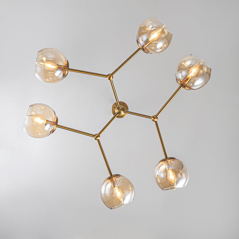 Eirikuvum Globe Branch Sputnik Amber Glass Chandelier