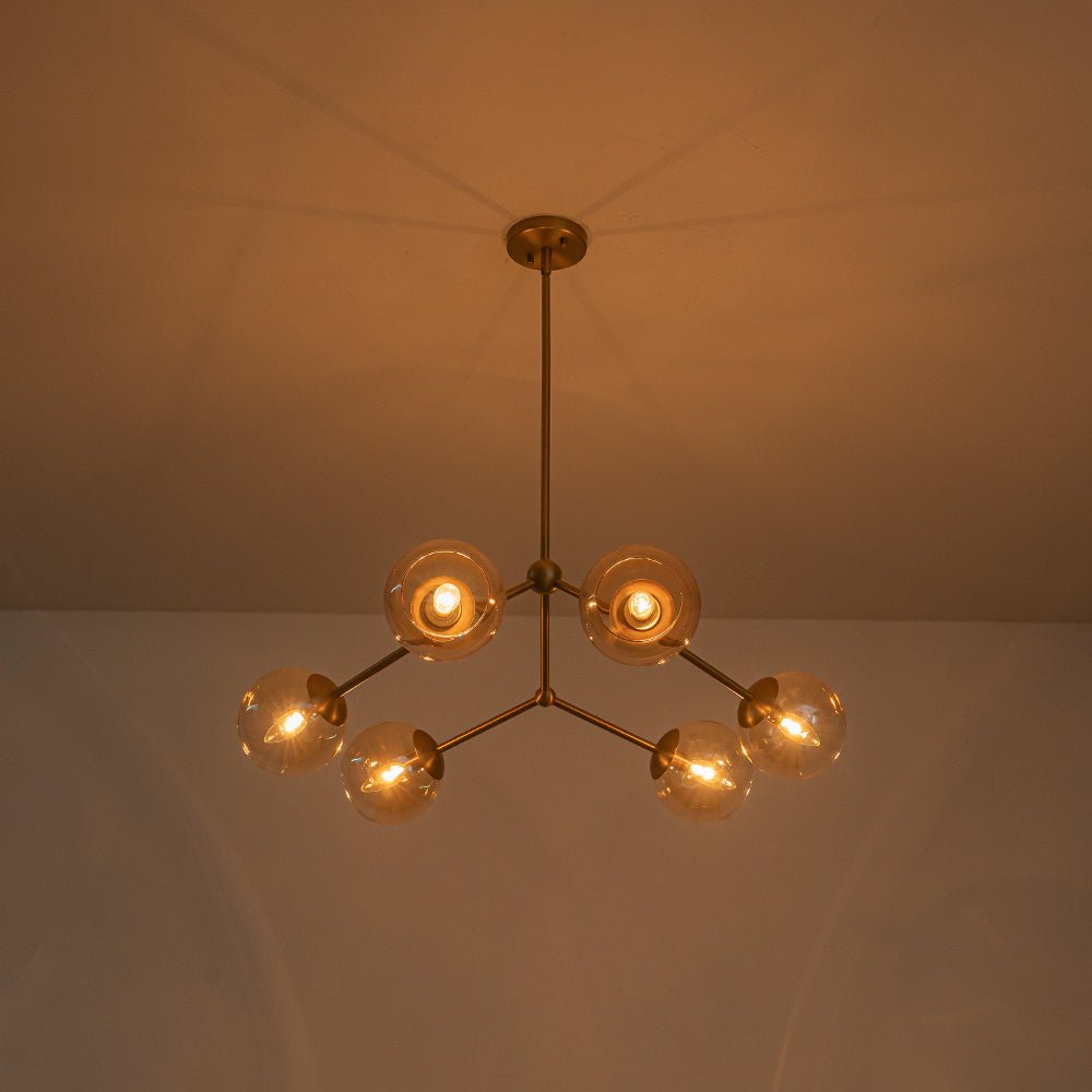 Eirikuvum Globe Branch Sputnik Amber Glass Chandelier