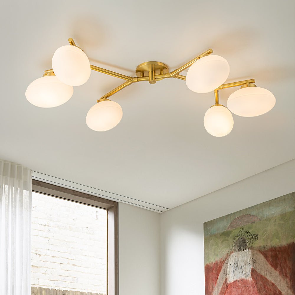 Riddar Modern  Glass Semi Flush Chandelier